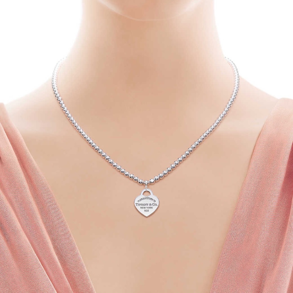 Tiffany & Co. Bead Necklace & Heart Tag Pendant
